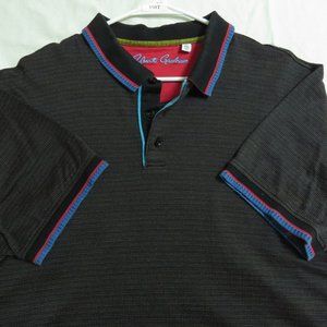 2XL Black Robert Graham Men Cotton #350T Golf Polo